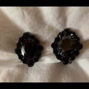 Cubic Zirconia black clip on earrings NEW W/TAGS